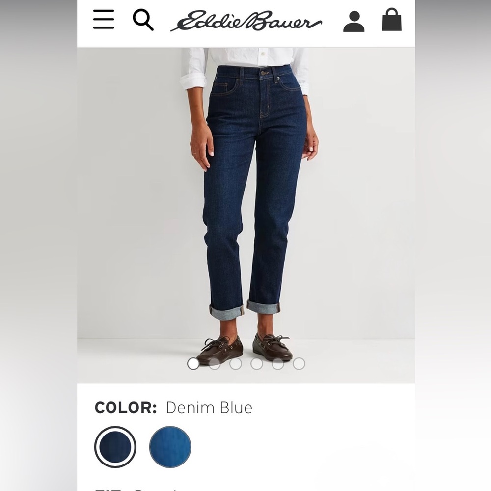 Eddie Bauer Women's Boyfriend Slim Leg Jeans in Dark Denim